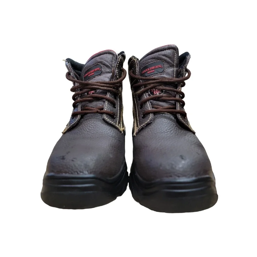 Skechers Burgin Tarlac Men's Brown‎ Steel Toe Work Boots 77143 Size 8.5 M